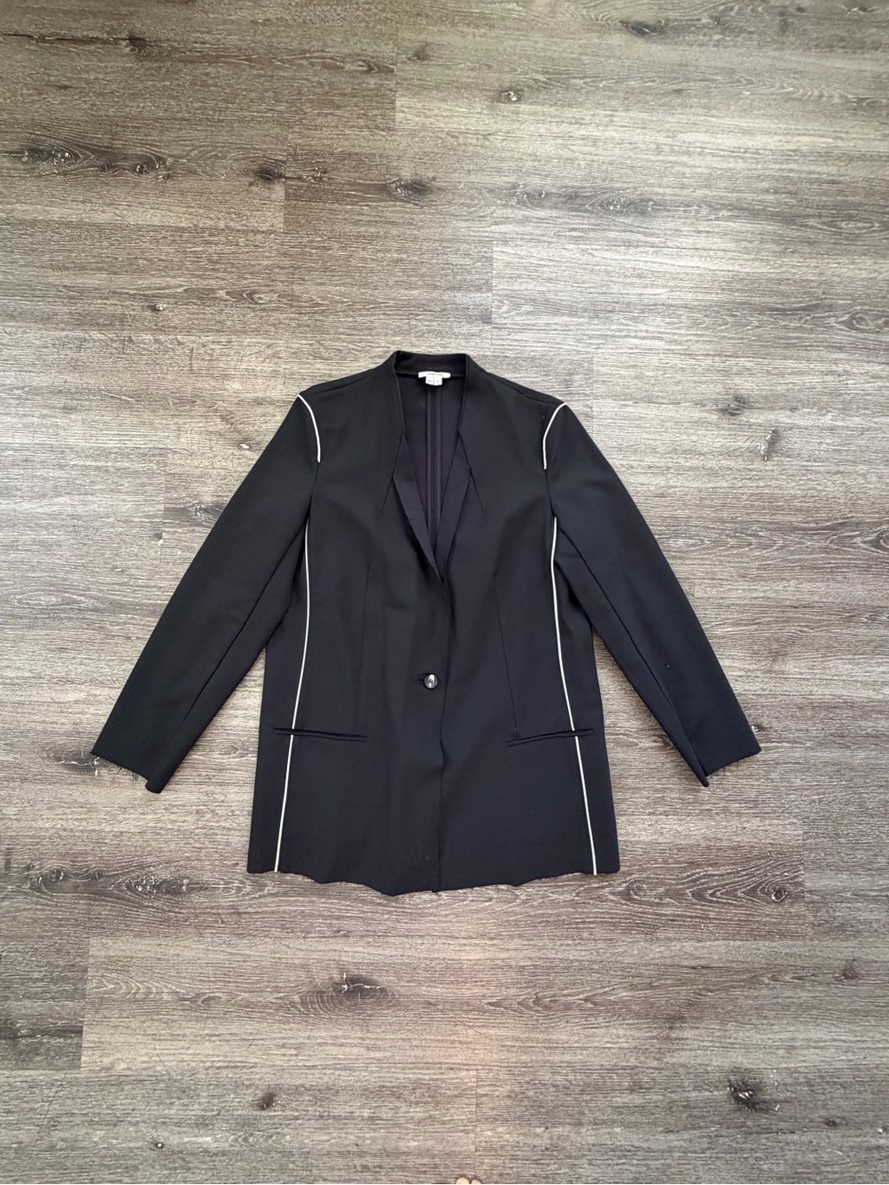 Helmut Lang Black Blazer with White Contrast Piping